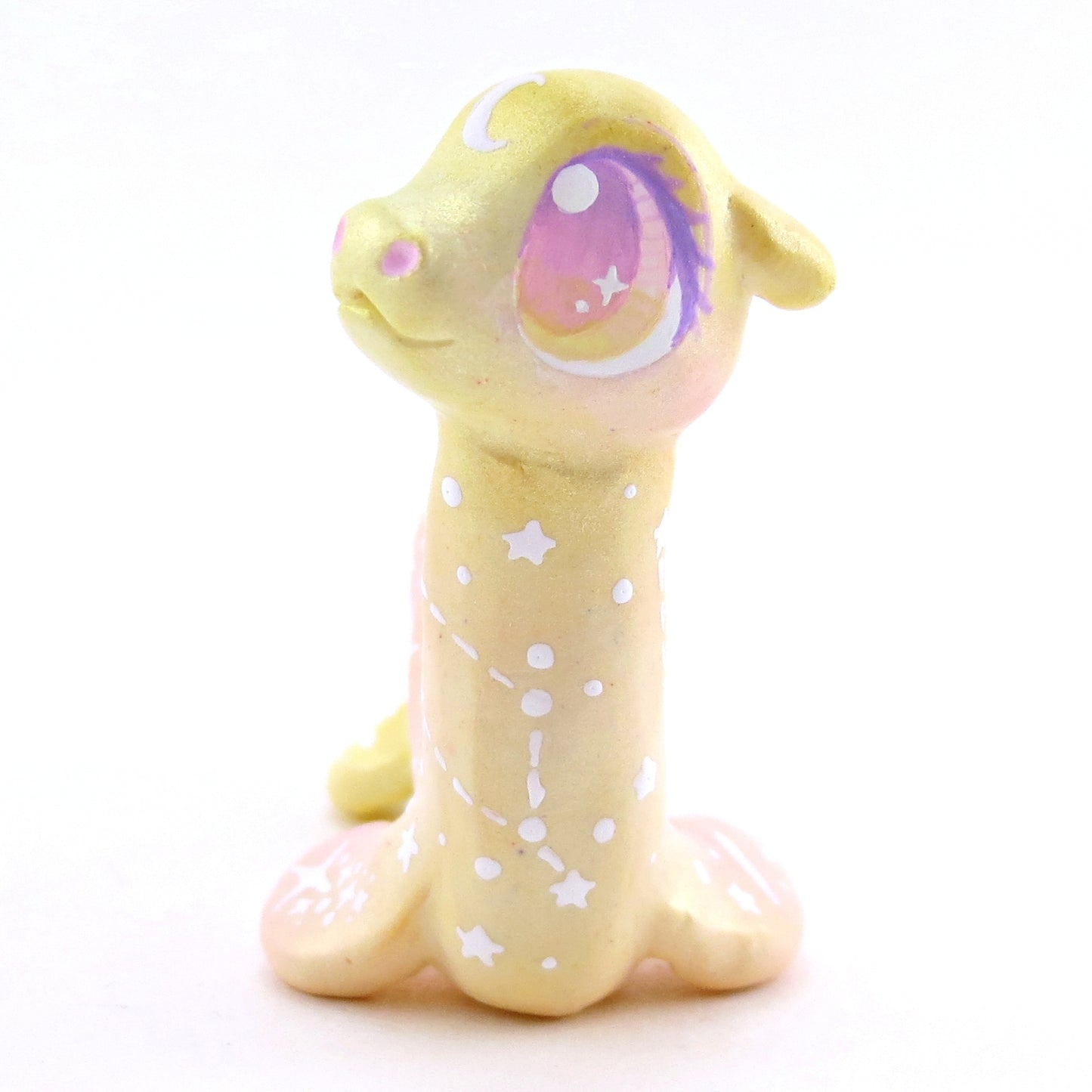 Peachy Constellation Noodle Nessie Figurine - Polymer Clay Enchanted Ocean Animals