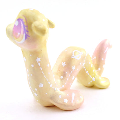 Peachy Constellation Noodle Nessie Figurine - Polymer Clay Enchanted Ocean Animals