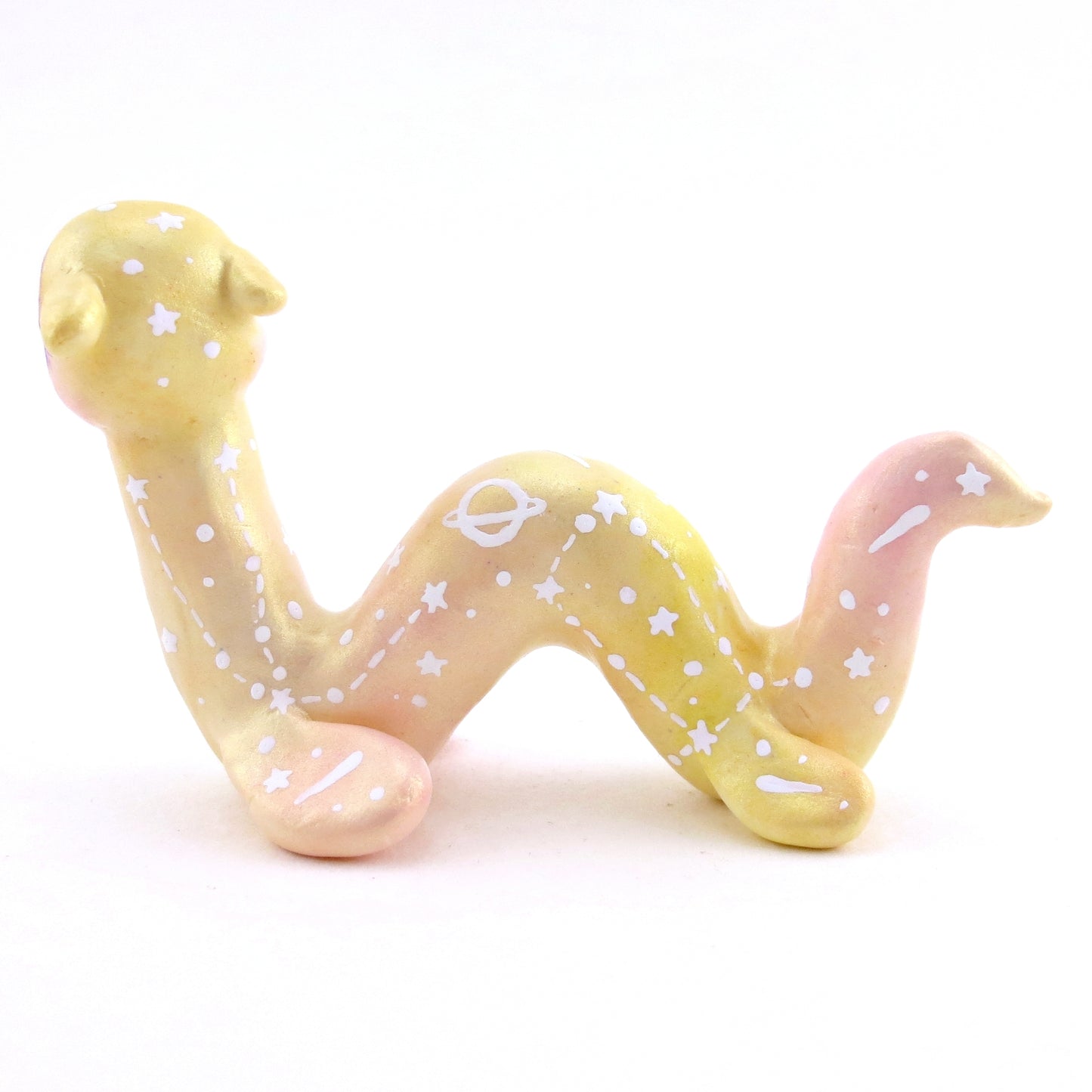 Peachy Constellation Noodle Nessie Figurine - Polymer Clay Enchanted Ocean Animals