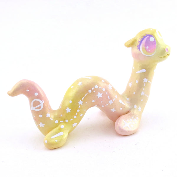 Peachy Constellation Noodle Nessie Figurine - Polymer Clay Enchanted Ocean Animals