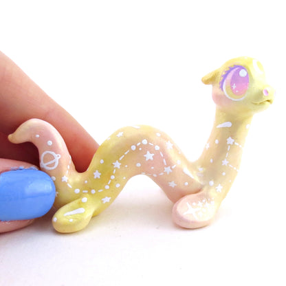 Peachy Constellation Noodle Nessie Figurine - Polymer Clay Enchanted Ocean Animals