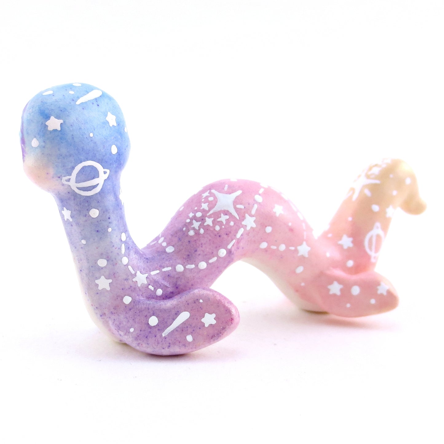 Constellation Ombre Noodle Nessie Figurine - Polymer Clay Enchanted Ocean Animals