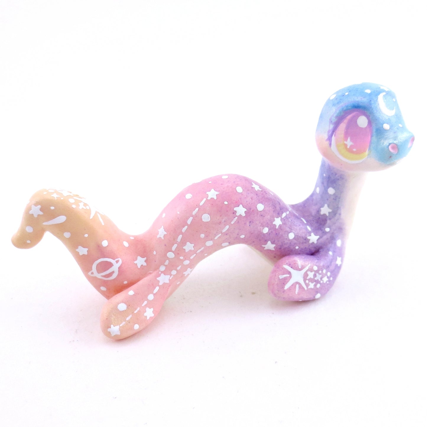 Constellation Ombre Noodle Nessie Figurine - Polymer Clay Enchanted Ocean Animals