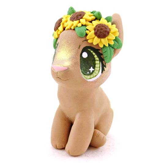 Sunflower Netherland Dwarf Rabbit Figurine - Polymer Clay Cottagecore Fall Animal Collection