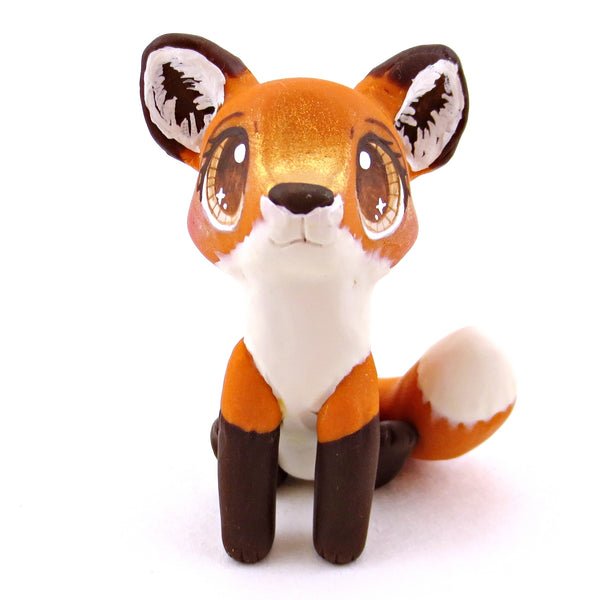 Brown-Eyed Fox Figurine - Polymer Clay Cottagecore Fall Animal Collection