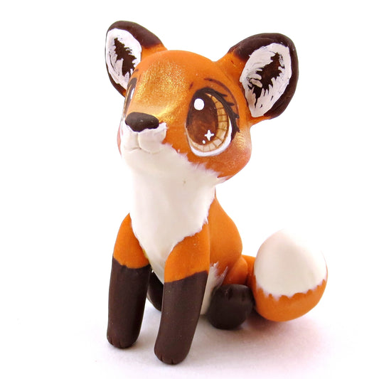 Brown-Eyed Fox Figurine - Polymer Clay Cottagecore Fall Animal Collection