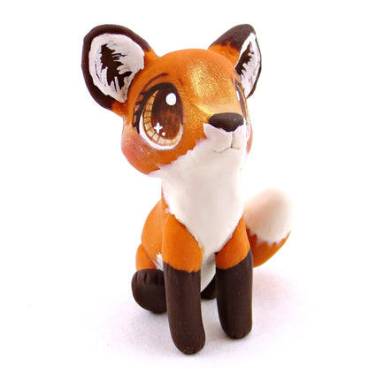 Brown-Eyed Fox Figurine - Polymer Clay Cottagecore Fall Animal Collection