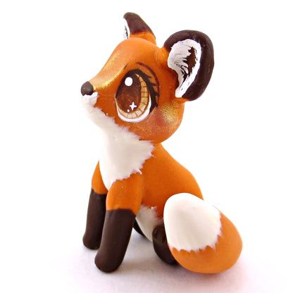 Brown-Eyed Fox Figurine - Polymer Clay Cottagecore Fall Animal Collection