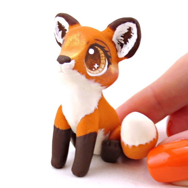 Brown-Eyed Fox Figurine - Polymer Clay Cottagecore Fall Animal Collection