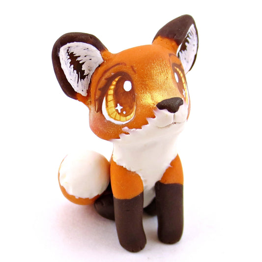 Amber-Eyed Fox Figurine - Polymer Clay Cottagecore Fall Animal Collection