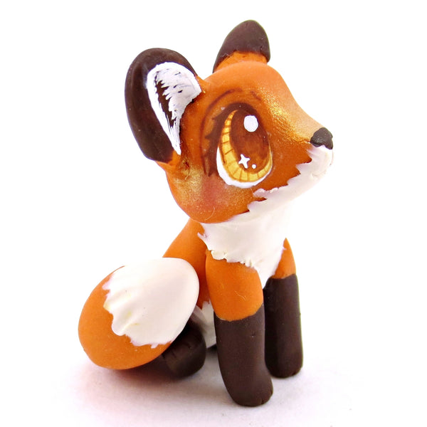 Amber-Eyed Fox Figurine - Polymer Clay Cottagecore Fall Animal Collection