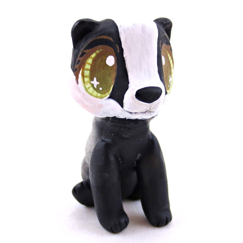 Hazel-Eyed Badger Figurine - Polymer Clay Cottagecore Fall Animal Collection