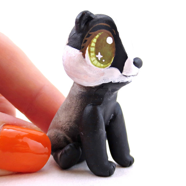 Hazel-Eyed Badger Figurine - Polymer Clay Cottagecore Fall Animal Collection