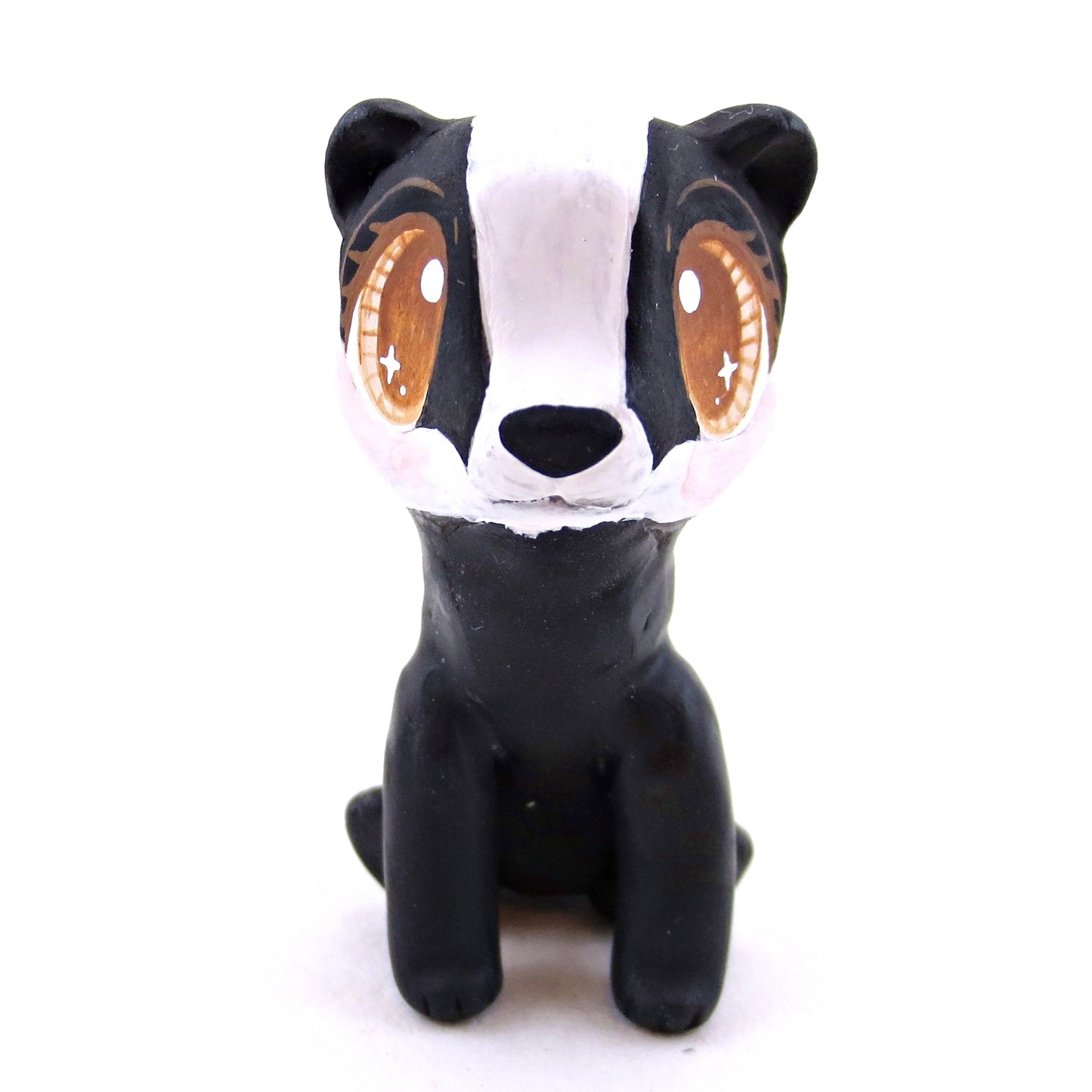 Brown-Eyed Badger Figurine - Polymer Clay Cottagecore Fall Animal Collection