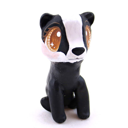 Brown-Eyed Badger Figurine - Polymer Clay Cottagecore Fall Animal Collection