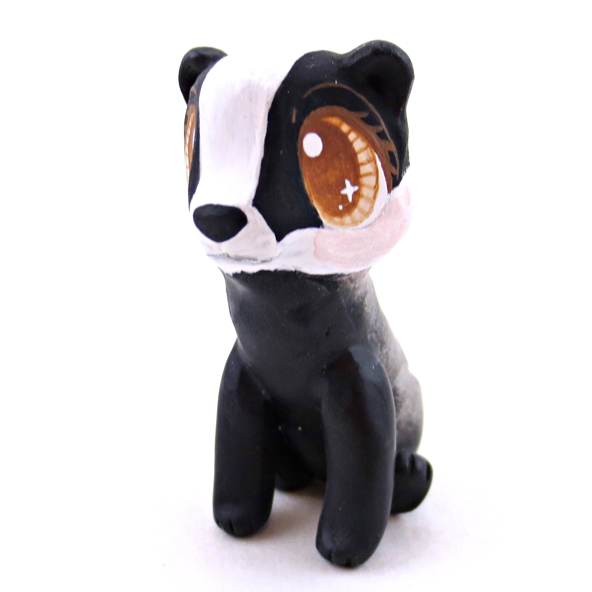 Brown-Eyed Badger Figurine - Polymer Clay Cottagecore Fall Animal Collection