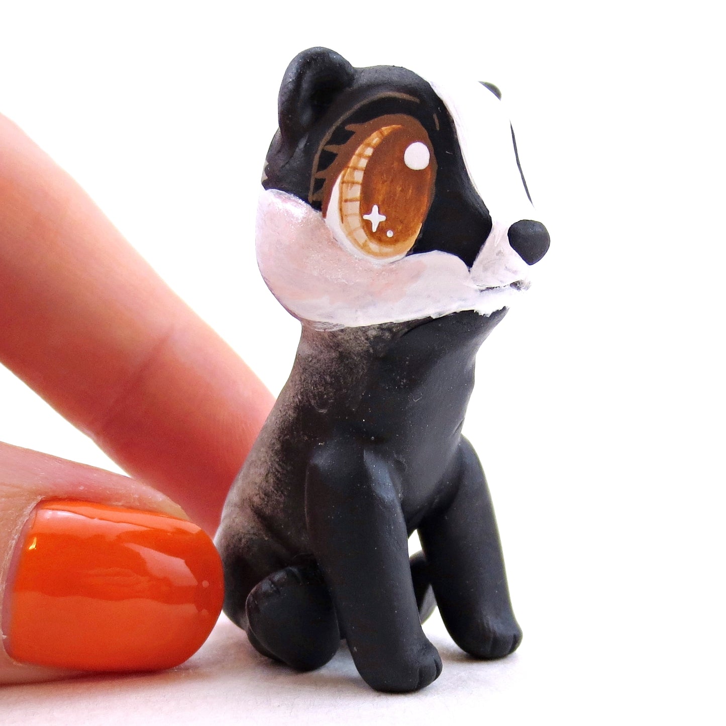 Brown-Eyed Badger Figurine - Polymer Clay Cottagecore Fall Animal Collection