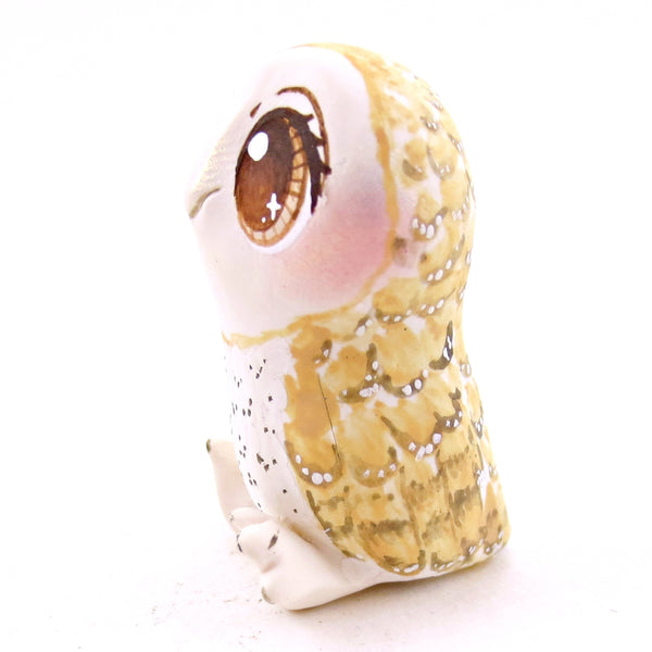 Brown-Eyed Barn Owl Figurine - Polymer Clay Cottagecore Fall Animal Collection