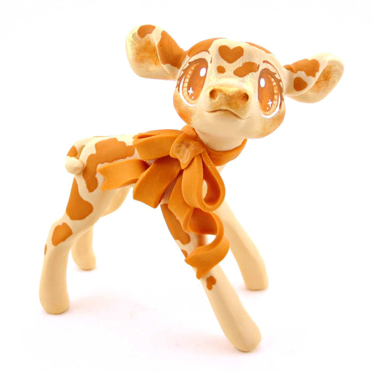 Pumpkin Cow Figurine - Polymer Clay Cottagecore Fall Animal Collection