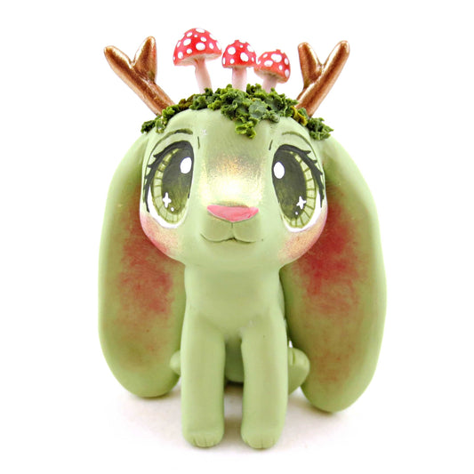 Mushroom Jackalope Figurine - Polymer Clay Cottagecore Fall Animal Collection