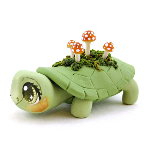 Mushroom Box Turtle Figurine - Polymer Clay Cottagecore Fall Animal Collection