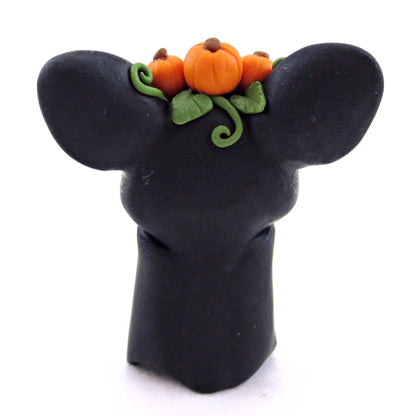 Pumpkin Crown Bat Figurine - Polymer Clay Cottagecore Fall Animal Collection