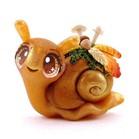 Fall Snail Figurine - Polymer Clay Cottagecore Fall Animal Collection