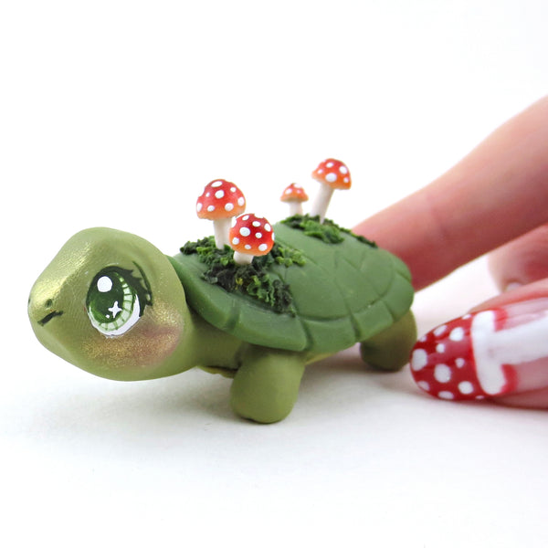 Mushroom Turtle Figurine - Polymer Clay Fall Collection