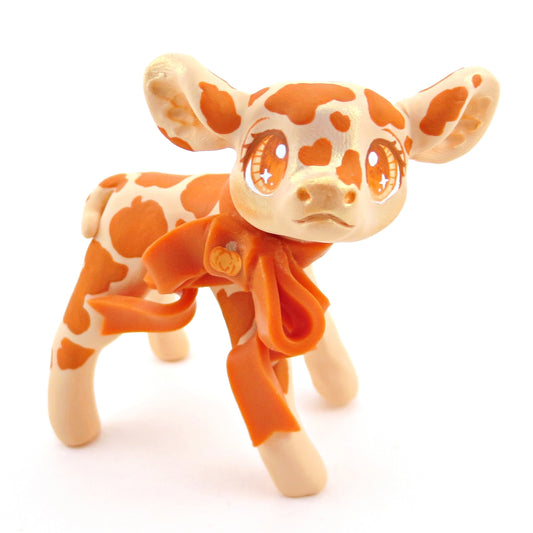 Pumpkin Cow Figurine - Polymer Clay Fall Collection