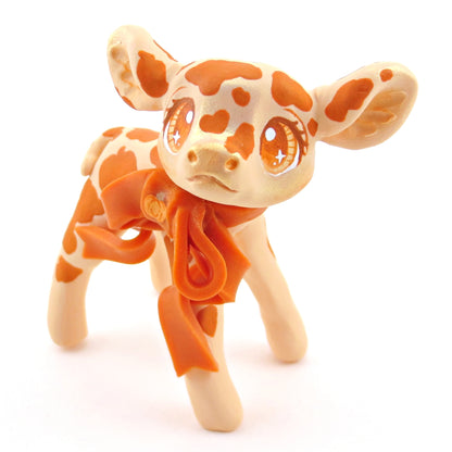 Pumpkin Cow Figurine - Polymer Clay Fall Collection