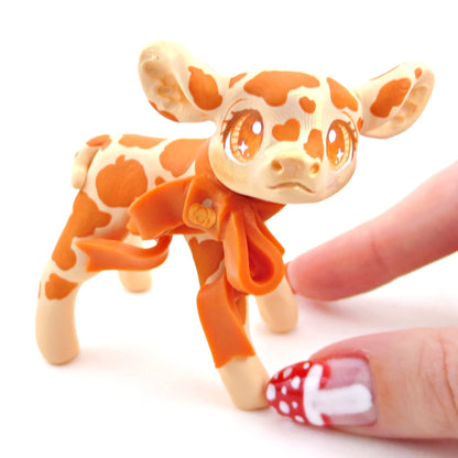 Pumpkin Cow Figurine - Polymer Clay Fall Collection