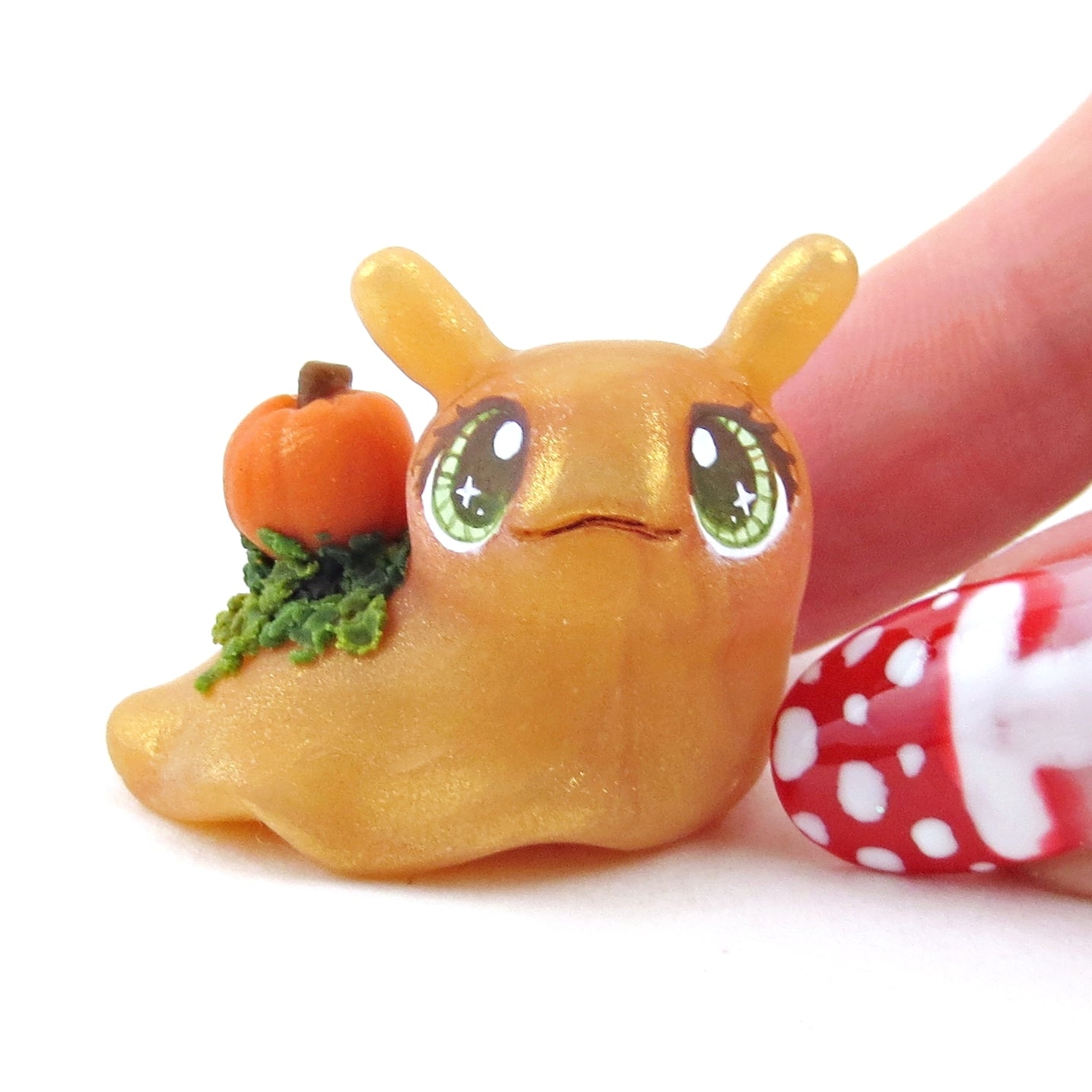 Pumpkin Slug Figurine - Polymer Clay Fall Collection