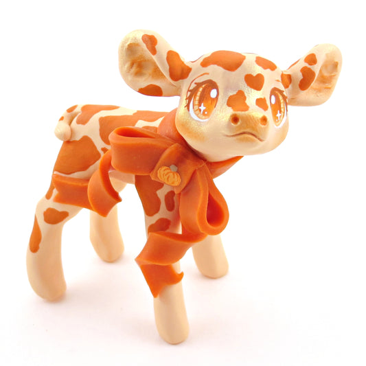 Pumpkin Cow Figurine - Polymer Clay Fall Collection