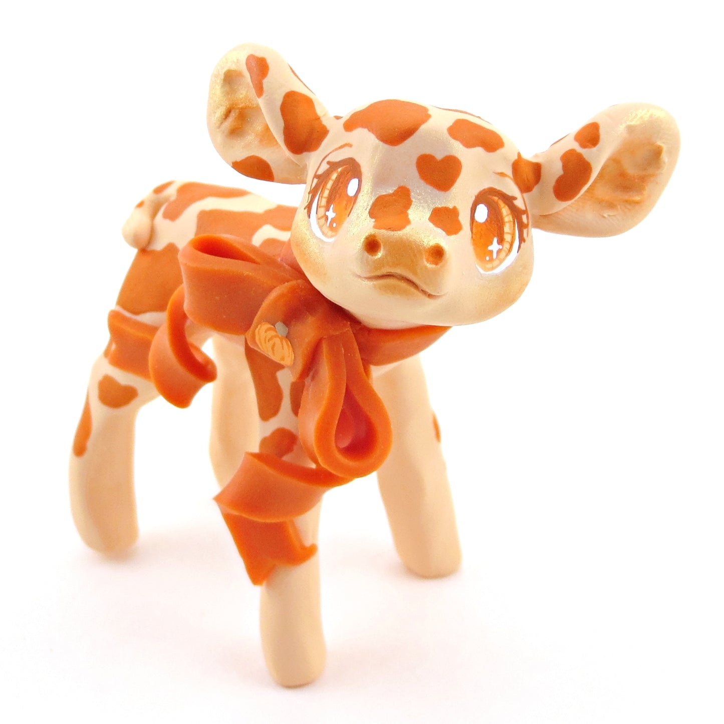 Pumpkin Cow Figurine - Polymer Clay Fall Collection