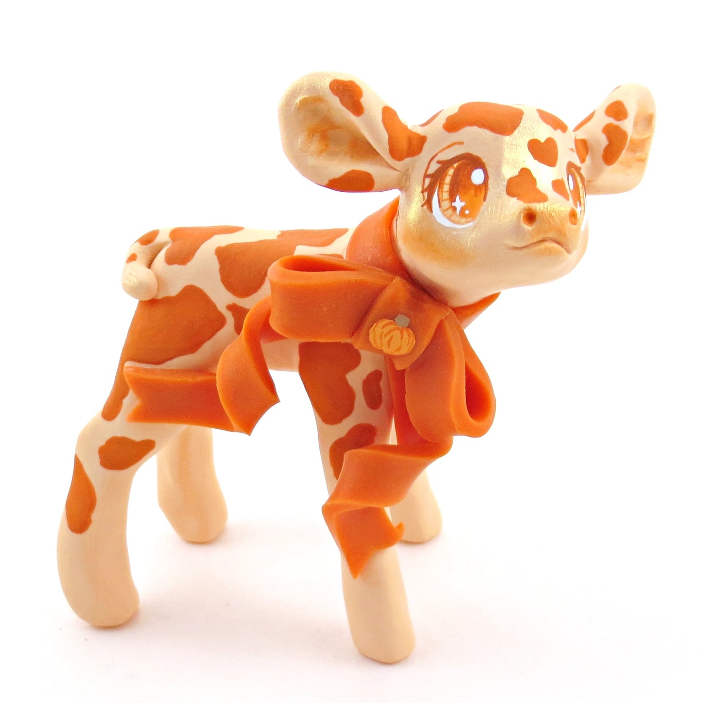 Pumpkin Cow Figurine - Polymer Clay Fall Collection