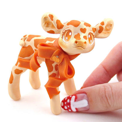 Pumpkin Cow Figurine - Polymer Clay Fall Collection