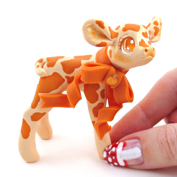 Pumpkin Cow Figurine - Polymer Clay Fall Collection