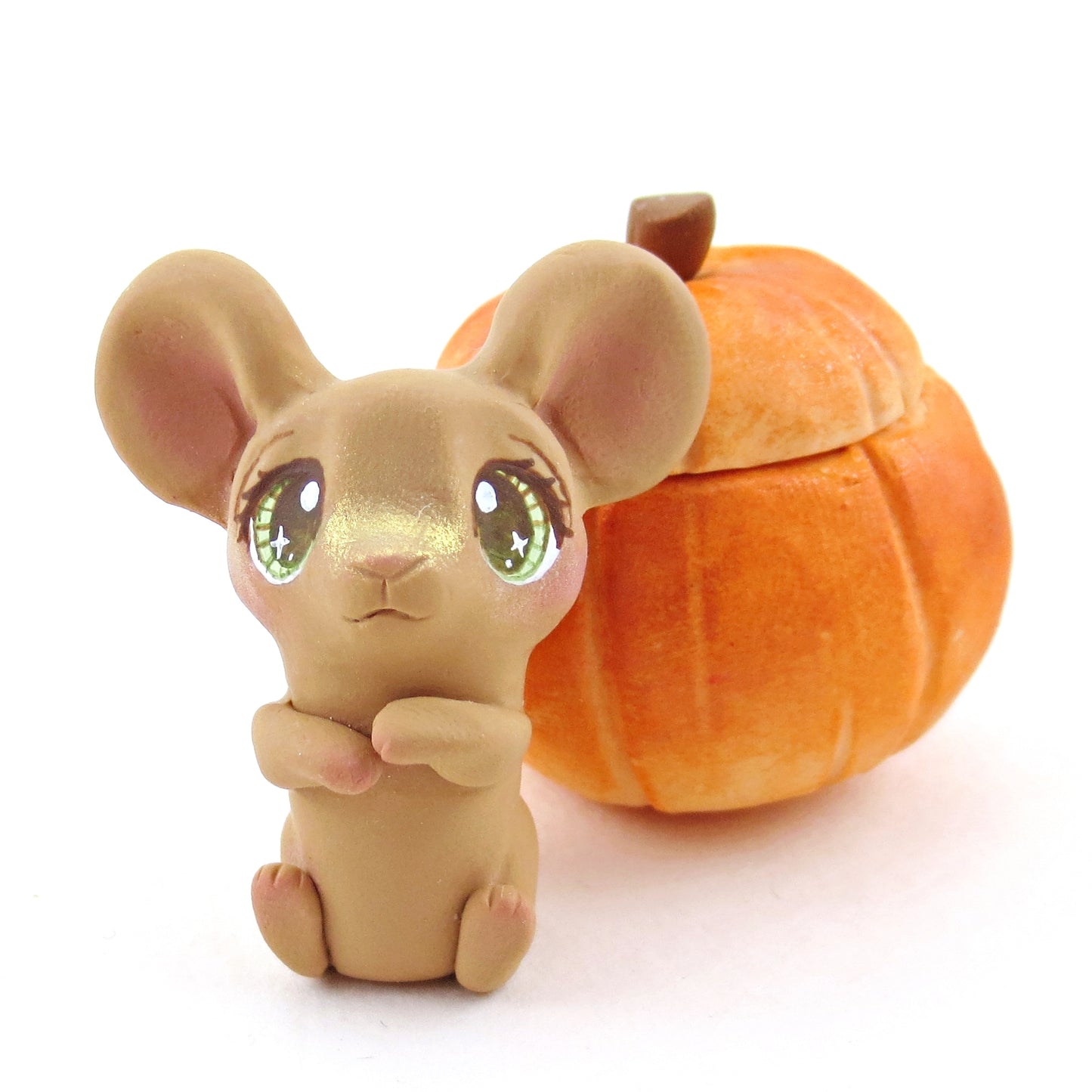 Mouse in Pumpkin Figurine - Polymer Clay Fall Collection