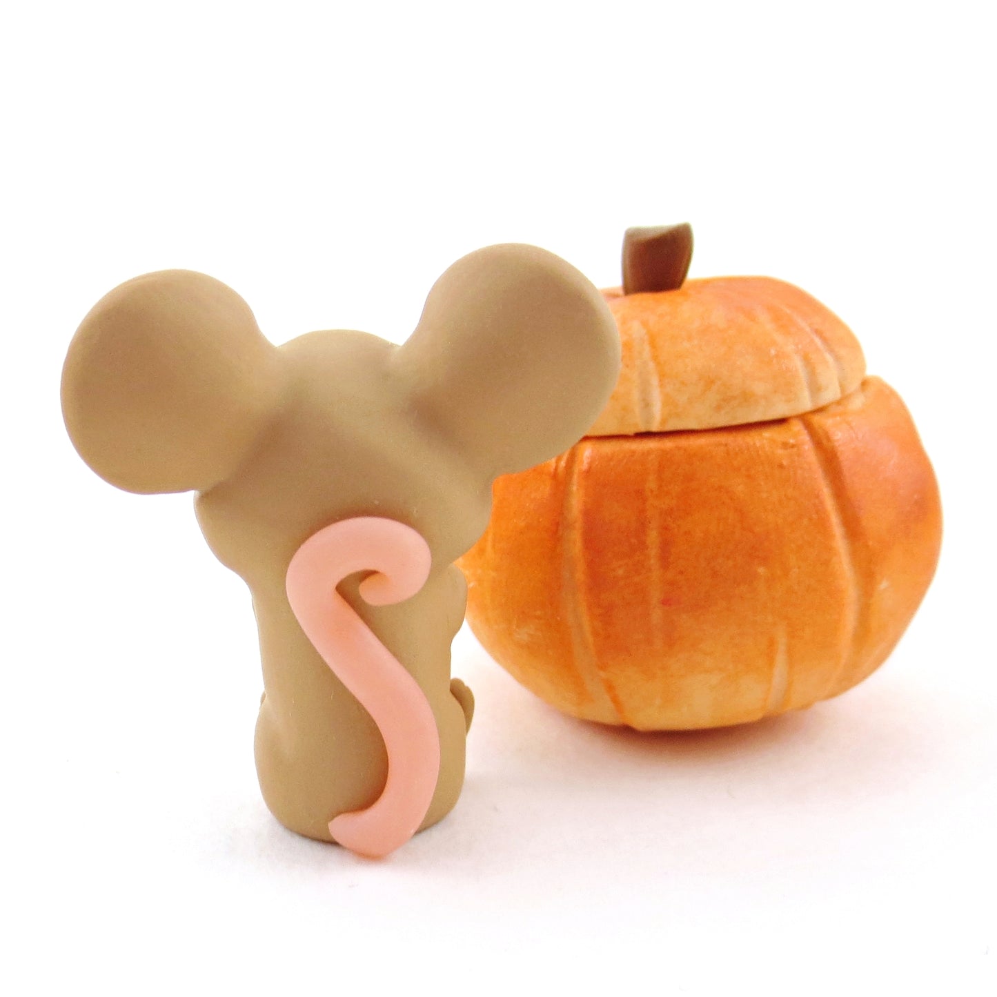 Mouse in Pumpkin Figurine - Polymer Clay Fall Collection