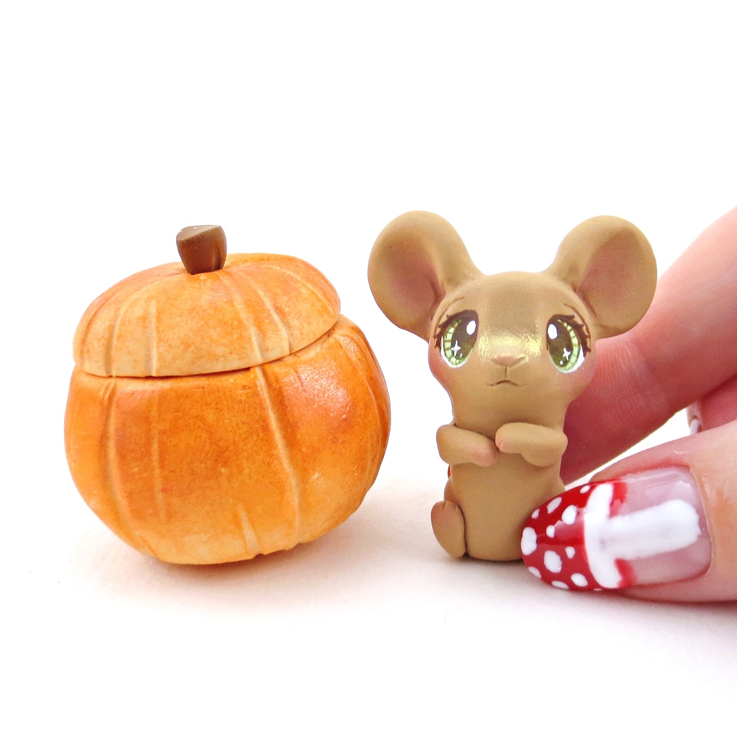 Mouse in Pumpkin Figurine - Polymer Clay Fall Collection