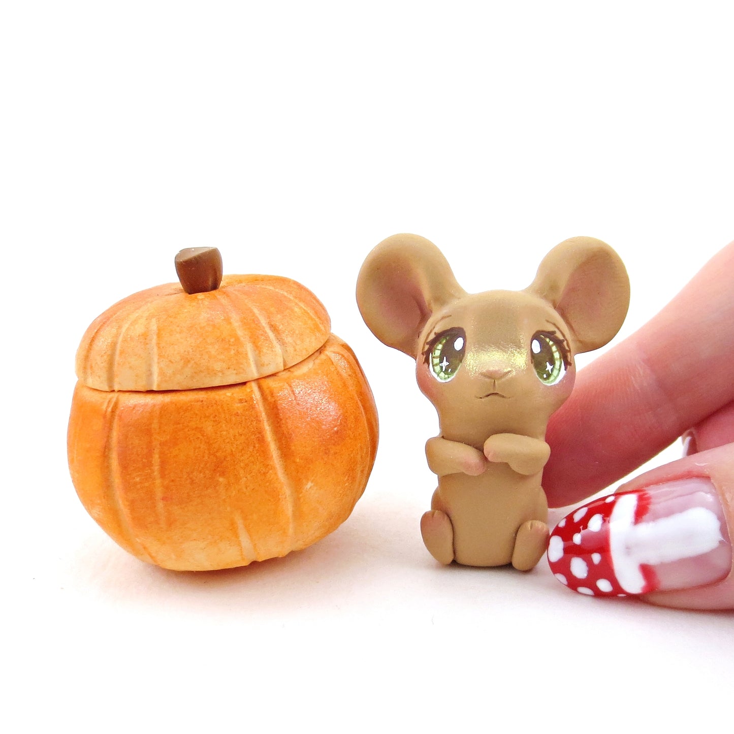 Mouse in Pumpkin Figurine - Polymer Clay Fall Collection