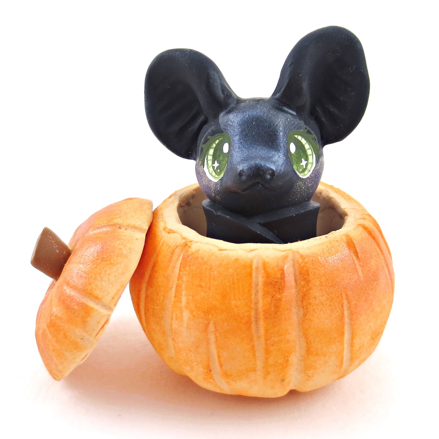 Bat in Pumpkin Figurine - Polymer Clay Fall Collection