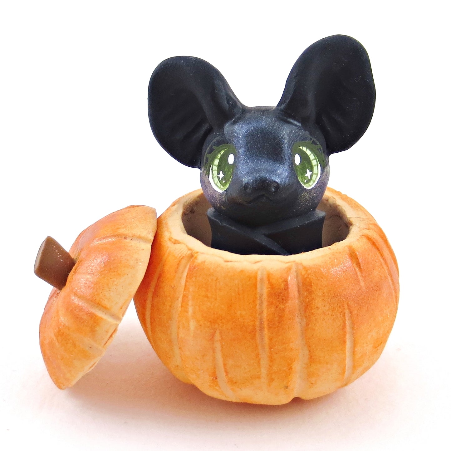 Bat in Pumpkin Figurine - Polymer Clay Fall Collection