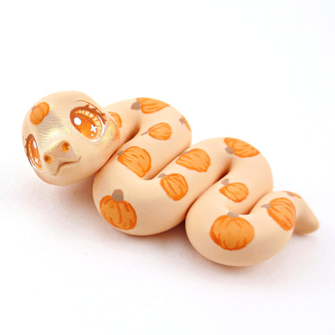 Pumpkin Snake Figurine - Polymer Clay Fall Collection