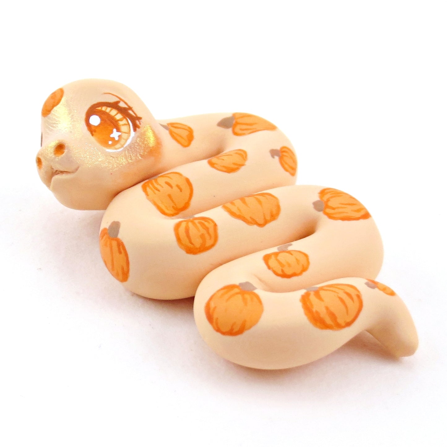 Pumpkin Snake Figurine - Polymer Clay Fall Collection