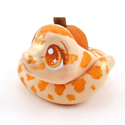 Pumpkin Hugger Corn Snake Figurine - Polymer Clay Fall Collection