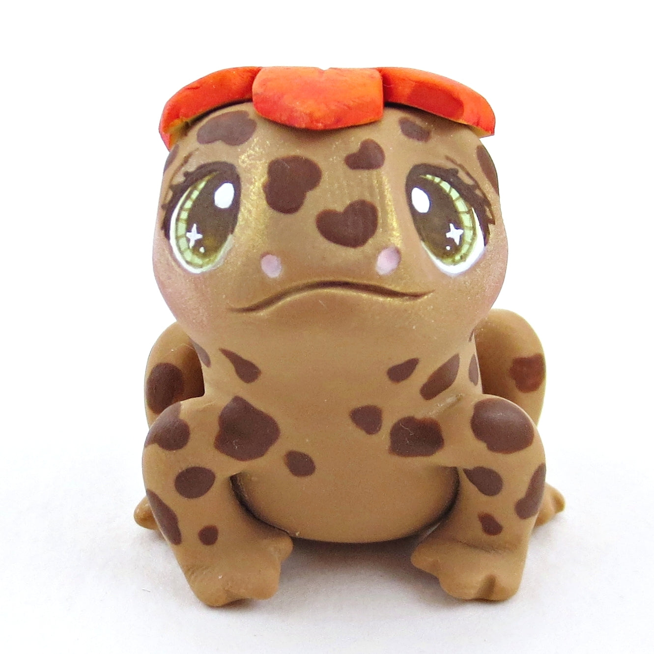 Fall Leaf Hat Toad Figurine - Polymer Clay Fall Collection