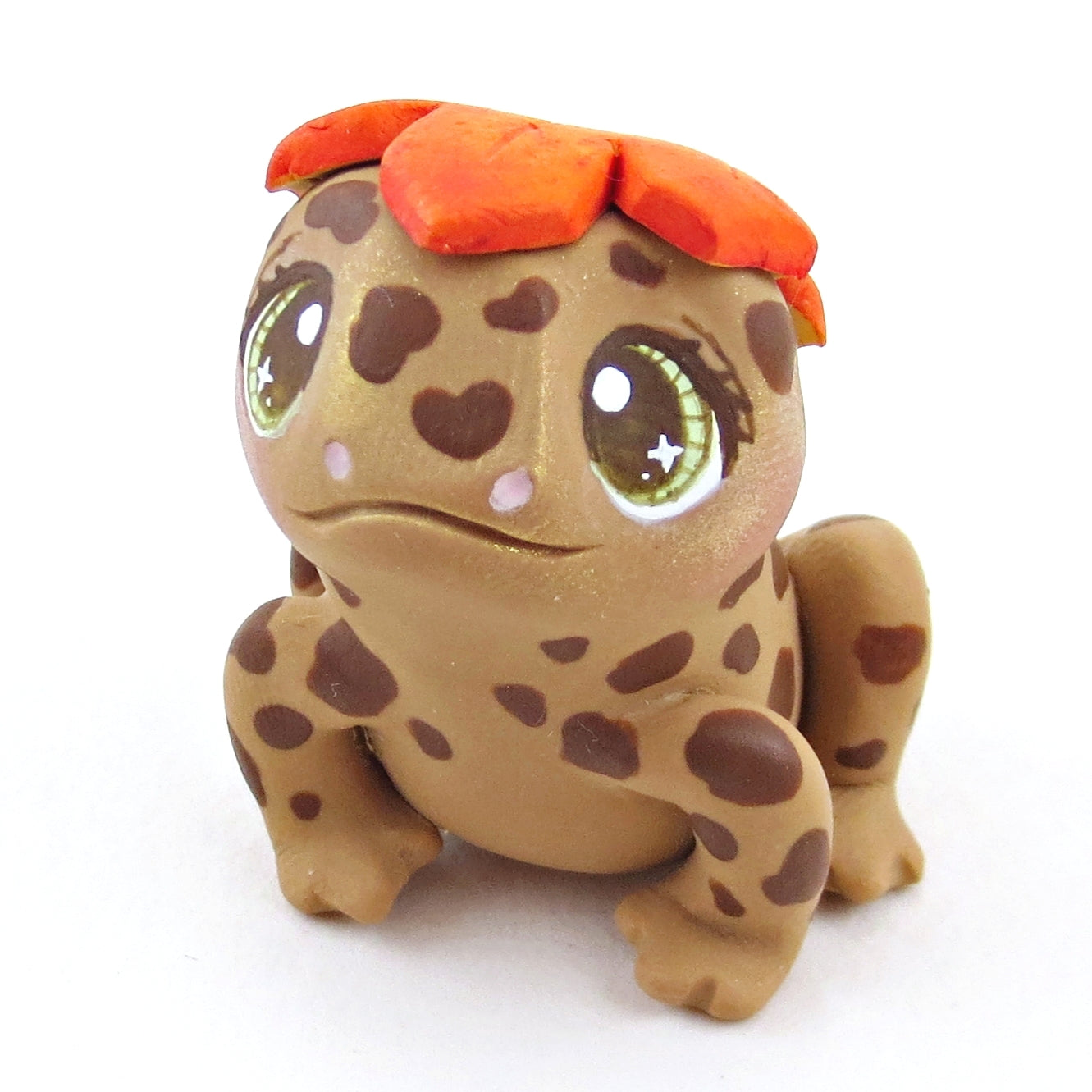 Fall Leaf Hat Toad Figurine - Polymer Clay Fall Collection