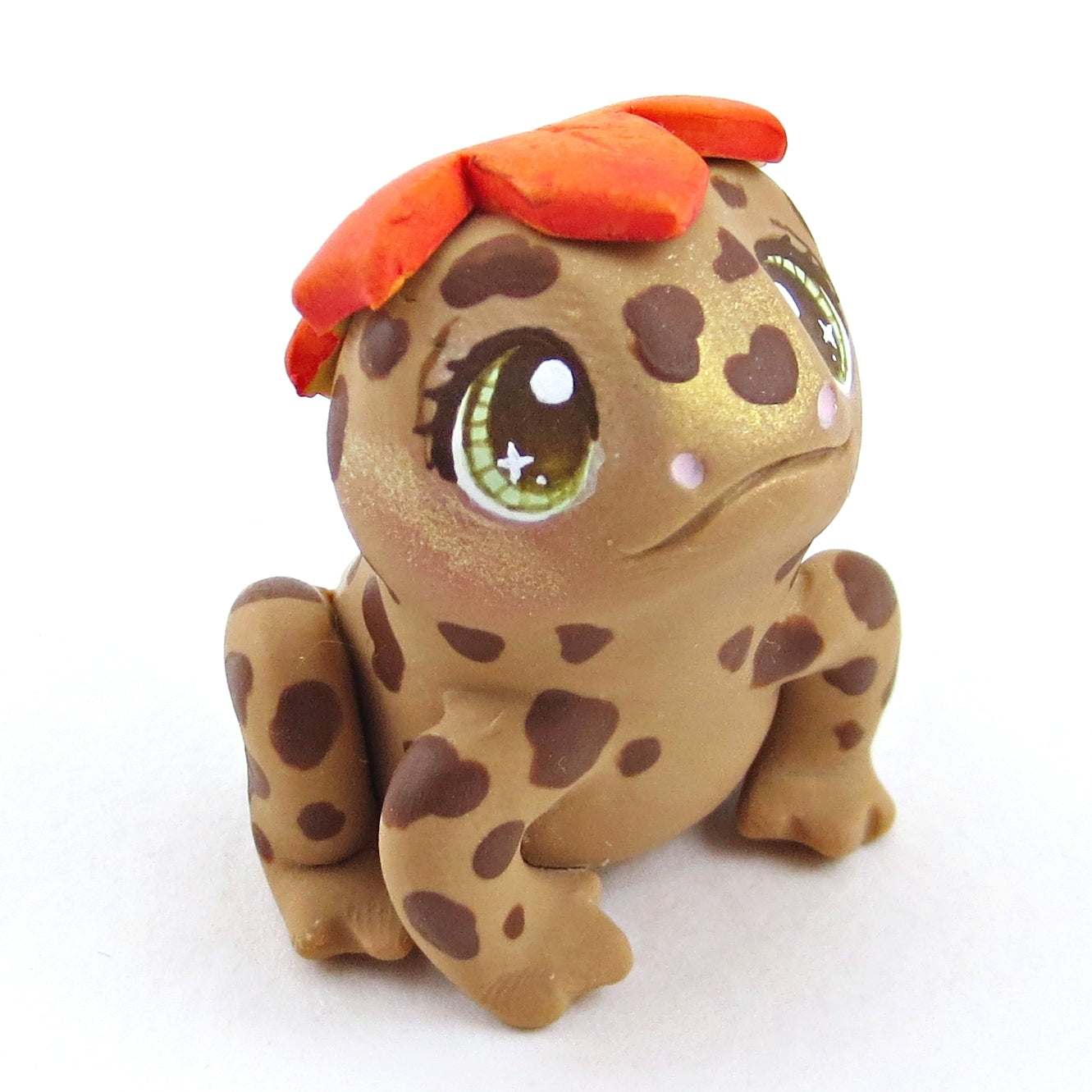Fall Leaf Hat Toad Figurine - Polymer Clay Fall Collection