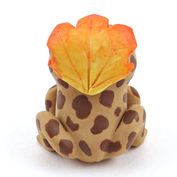 Fall Leaf Hat Toad Figurine - Polymer Clay Fall Collection